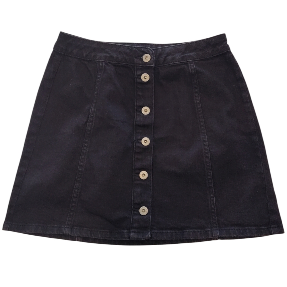 Arizona Jeans Black Denim  Button Up Skirt 28" Waist Indie Twee